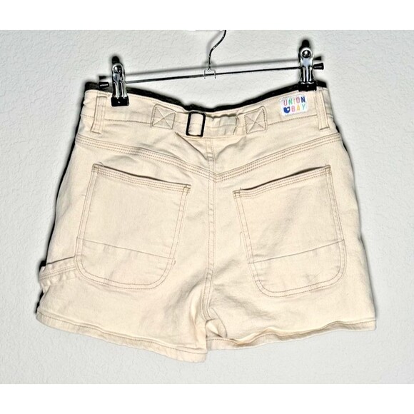 UNION BAY Cream/Off-White Denim Carpenter Tab Back Utility Jean Shorts Size 1 - Picture 5 of 9